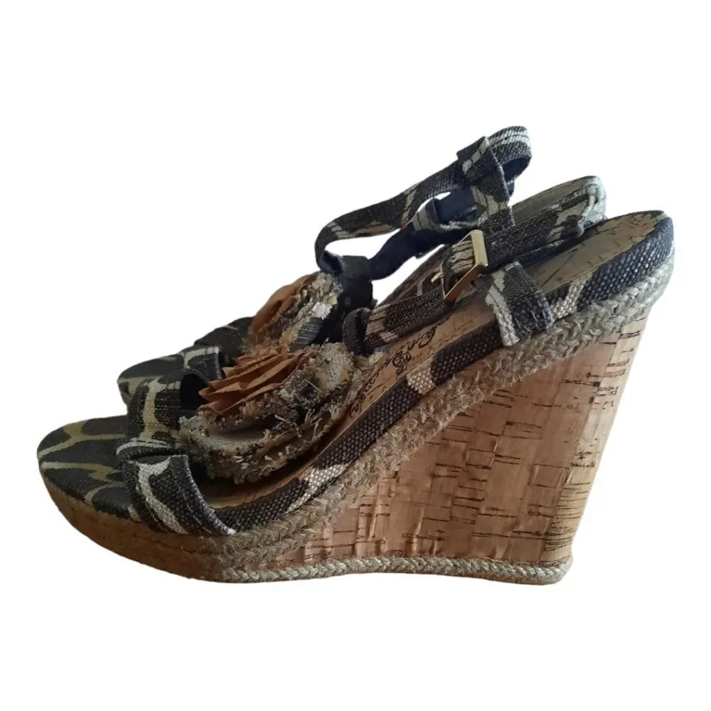 Naughty Monkey Parisian Rosette Wedge Sandals